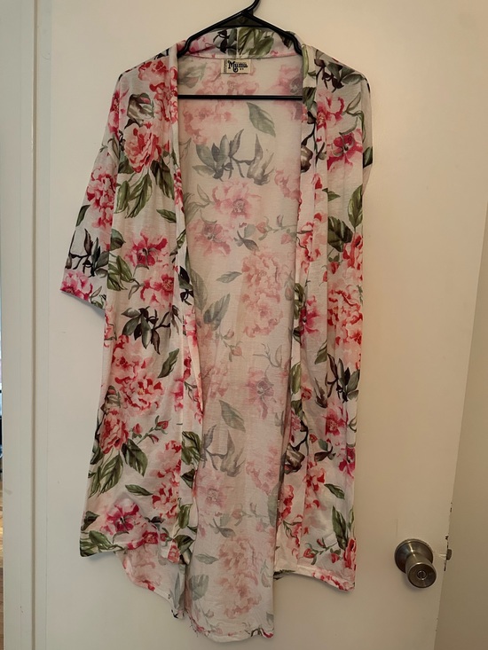 Show Me Your MuMu Jackets & Blazers - Show Me Your MuMu Floral Open-Front Kimono in Pink & Green